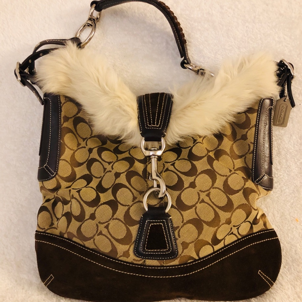 Coach purse with real rabbit fur